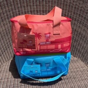 Trader Joe's Mini Insulated Cooler Bag Set of 2 in Peach & Blue - NEW w/tags